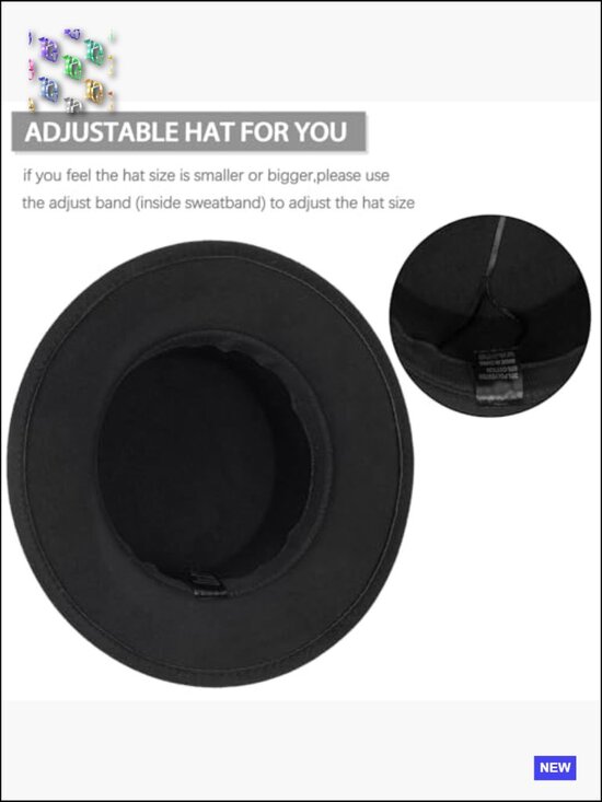 Pork Pie Fedora Hat Wide Brim Felt Flat Top Boater Unisex Classic main image 2